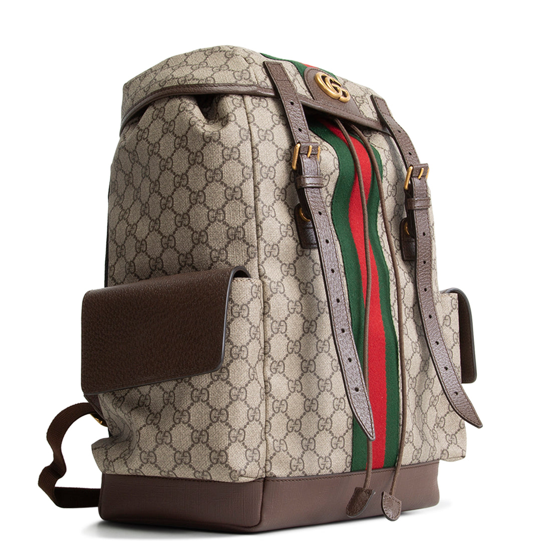 GUCCI GG Supreme Medium Ophidia Backpack - Beige & Ebony