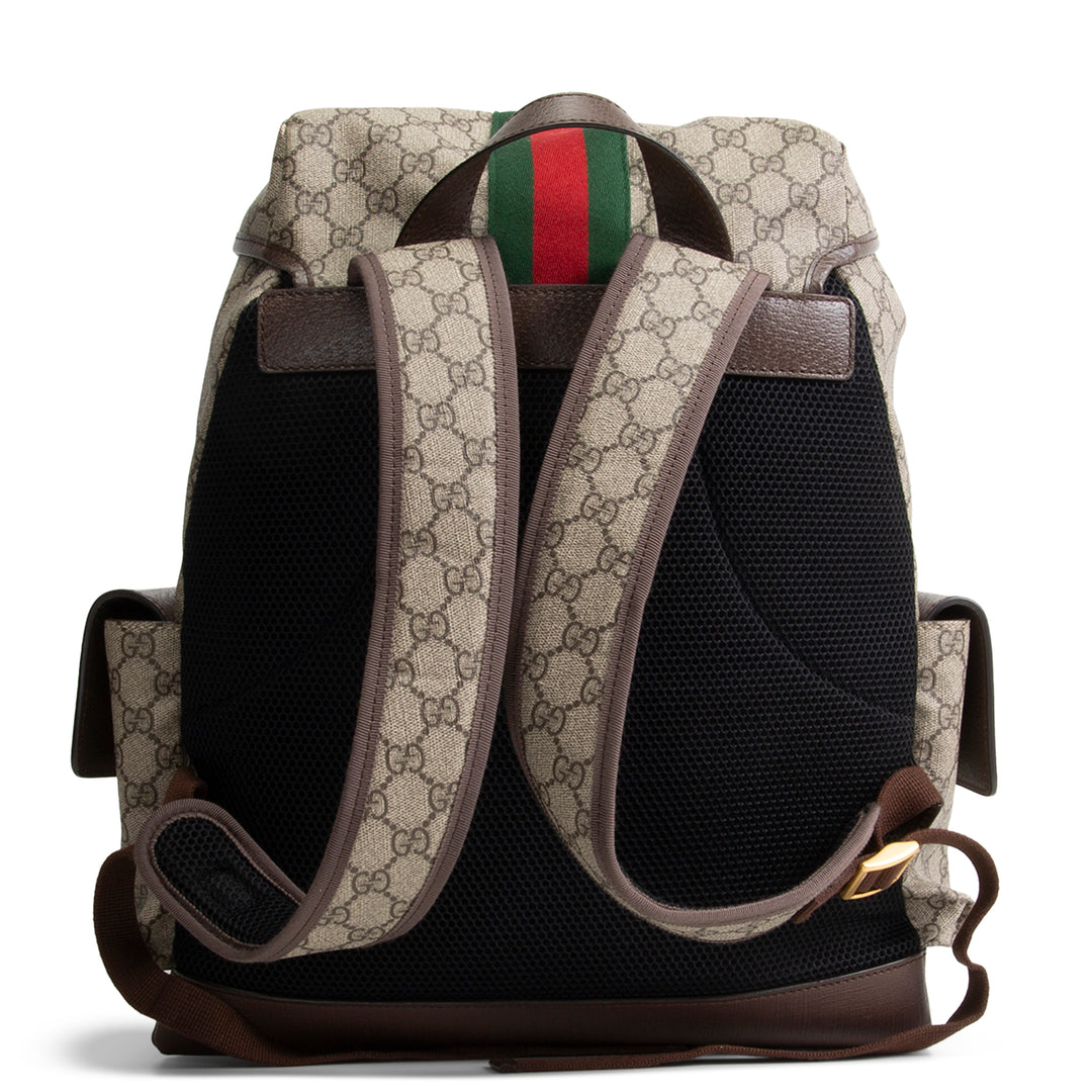GUCCI GG Supreme Medium Ophidia Backpack - Beige & Ebony
