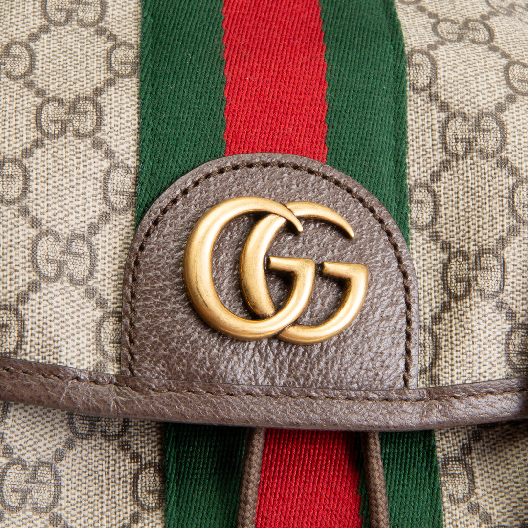 GUCCI GG Supreme Medium Ophidia Backpack - Beige & Ebony