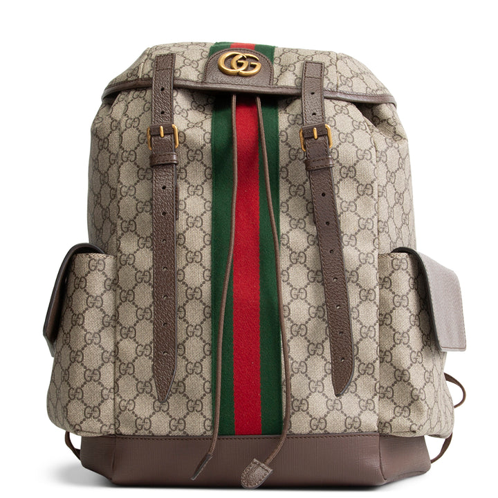 GUCCI GG Supreme Medium Ophidia Backpack - Beige & Ebony