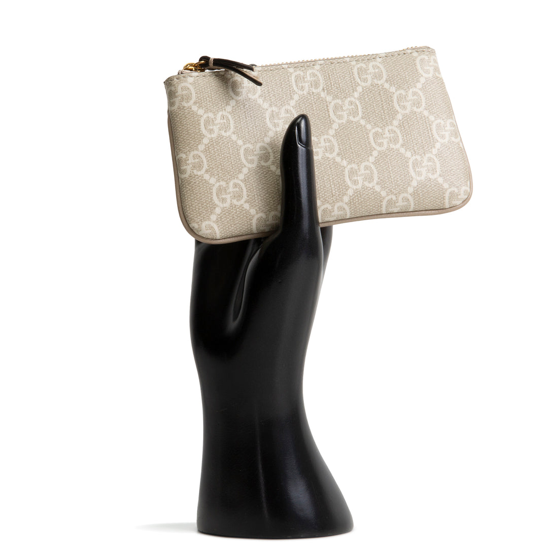 GUCCI GG Supreme Key Pouch - Cream