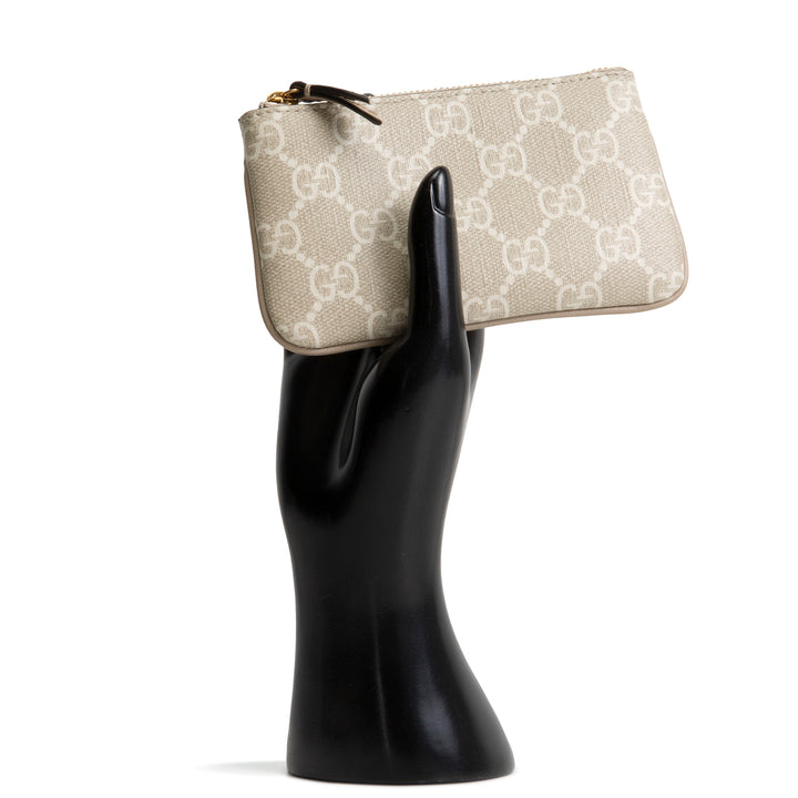 GUCCI GG Supreme Key Pouch - Cream