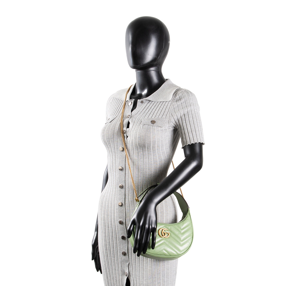 GUCCI GG Marmont Mini Half Moon Hobo - Green