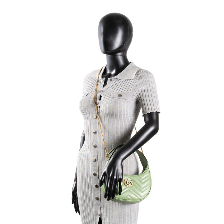 GUCCI GG Marmont Mini Half Moon Hobo - Green