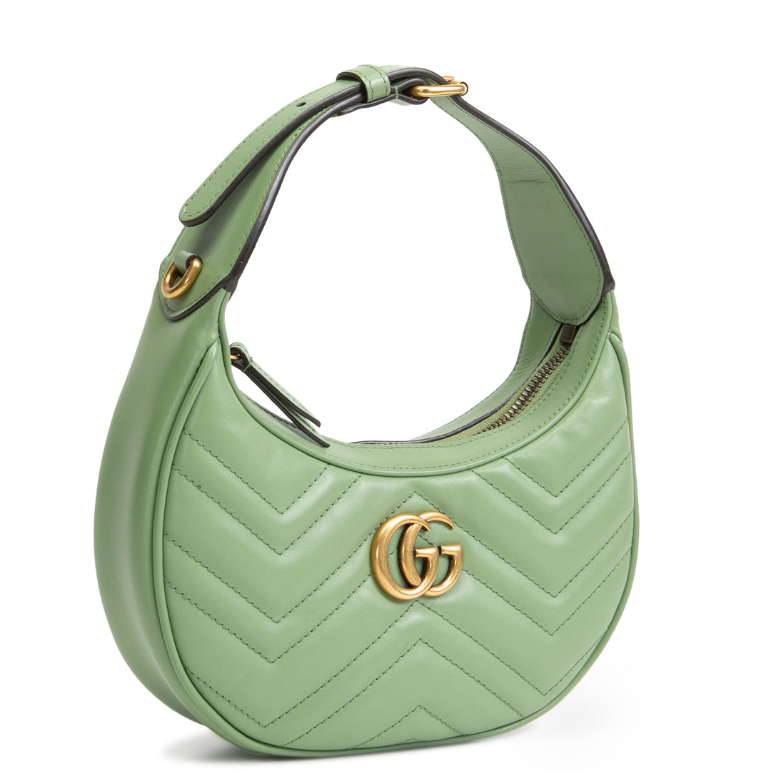 GUCCI GG Marmont Mini Half Moon Hobo - Green