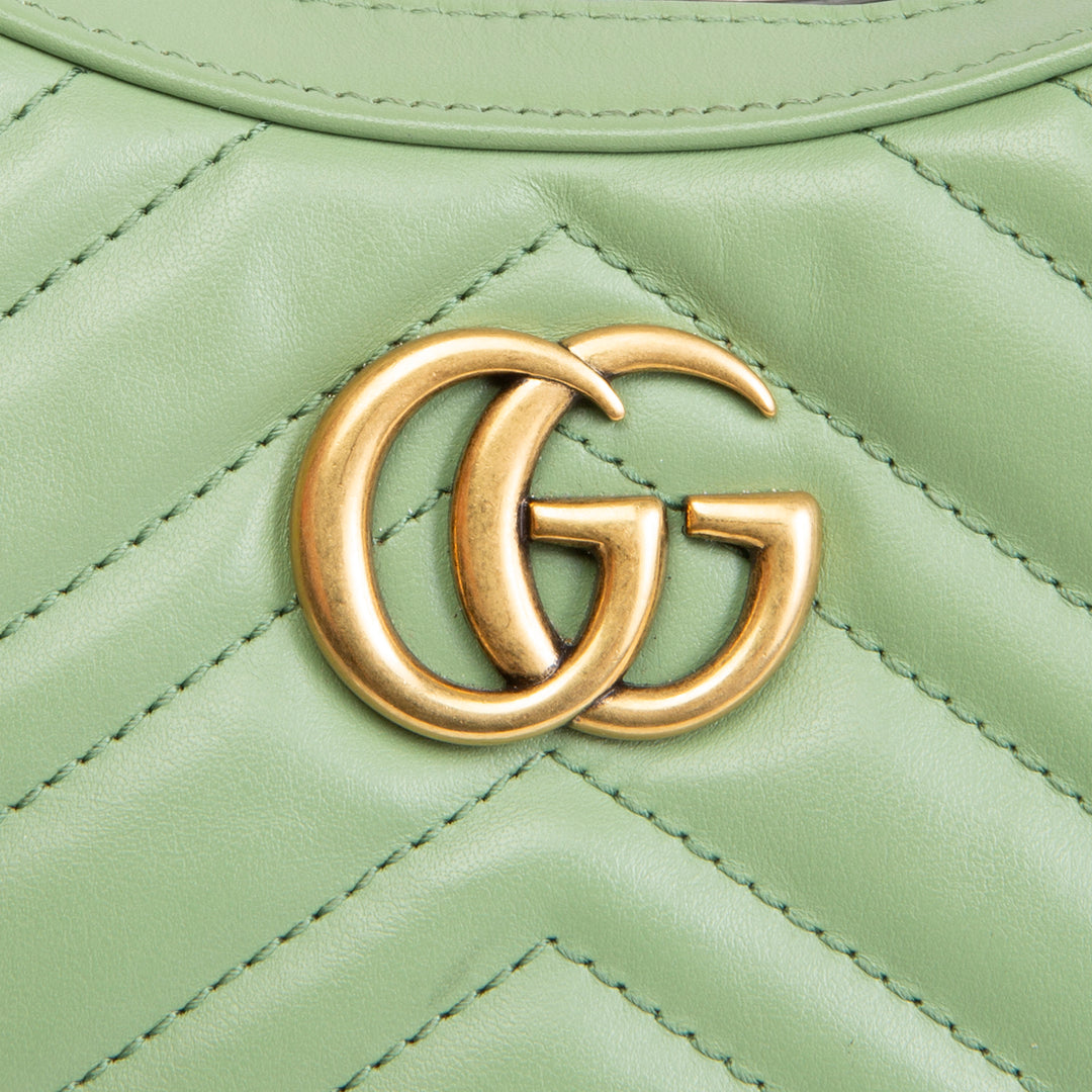 GUCCI GG Marmont Mini Half Moon Hobo - Green