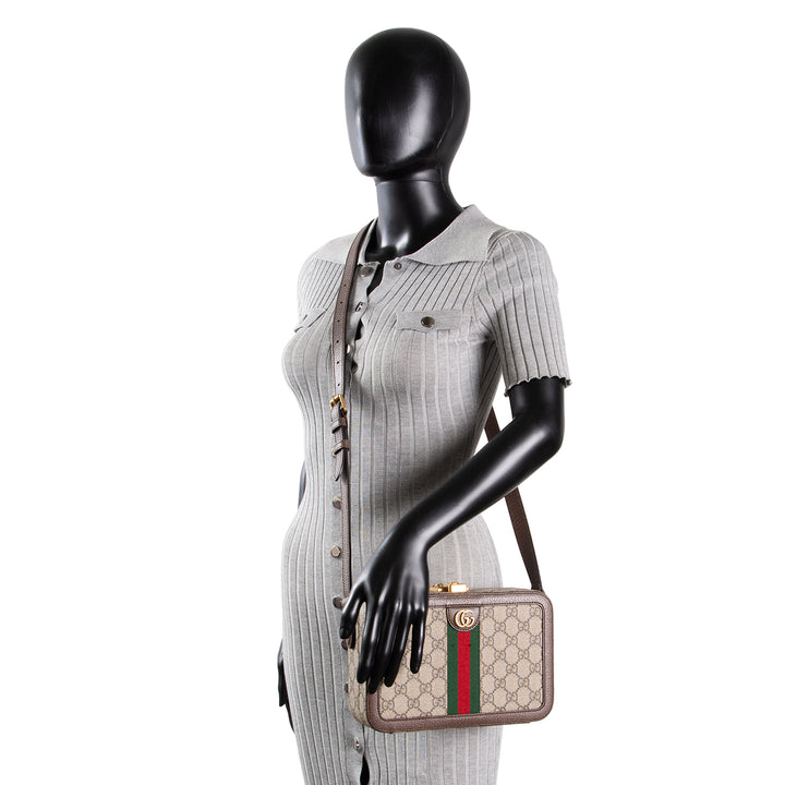GUCCI GG Supreme Ophidia Trunk Messenger Bag - Beige & Ebony