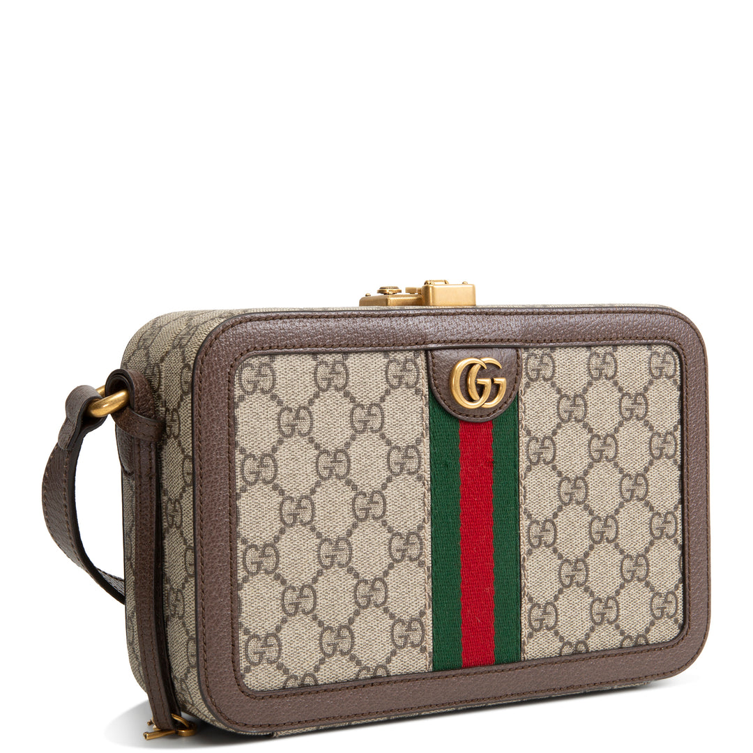 GUCCI GG Supreme Ophidia Trunk Messenger Bag - Beige & Ebony