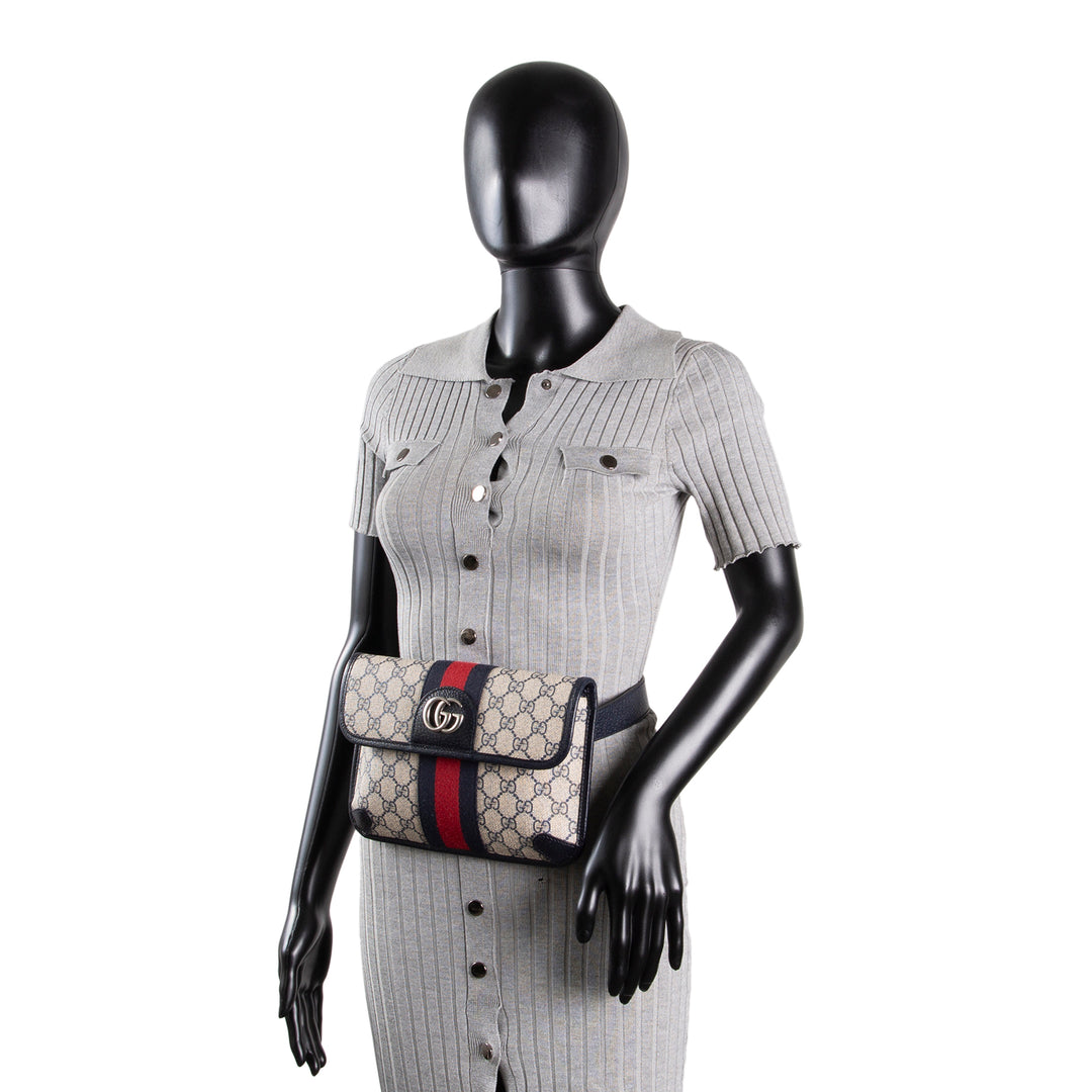 GUCCI GG Supreme Ophidia Belt Bag - Navy