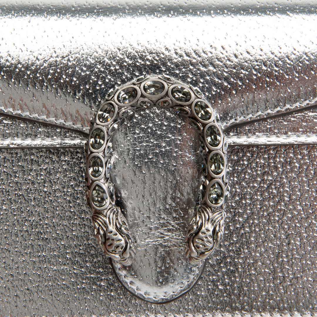 GUCCI Leather Dionysus Super Mini - Silver