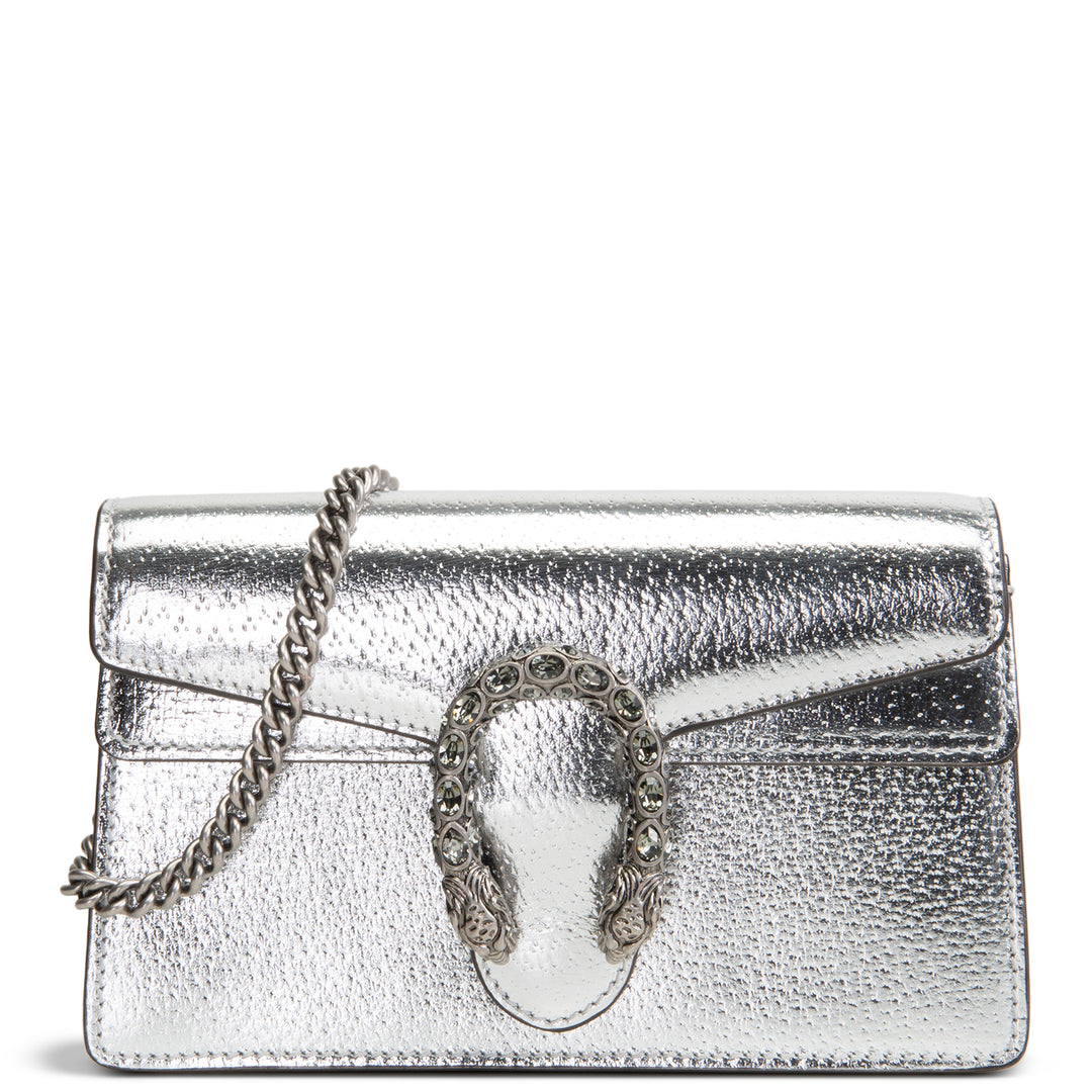 GUCCI Leather Dionysus Super Mini - Silver