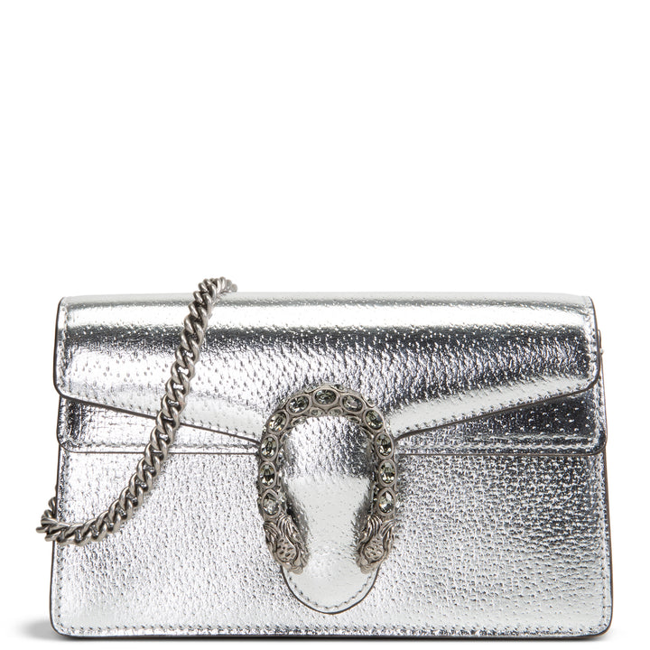 GUCCI Leather Dionysus Super Mini - Silver