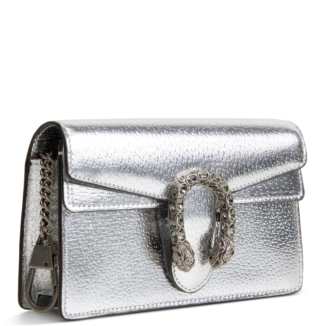 GUCCI Leather Dionysus Super Mini - Silver