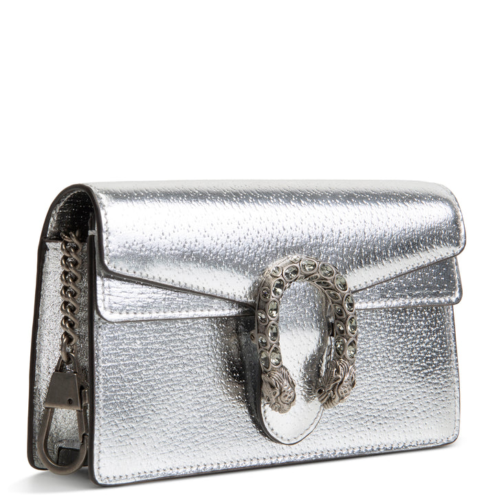 GUCCI Leather Dionysus Super Mini - Silver