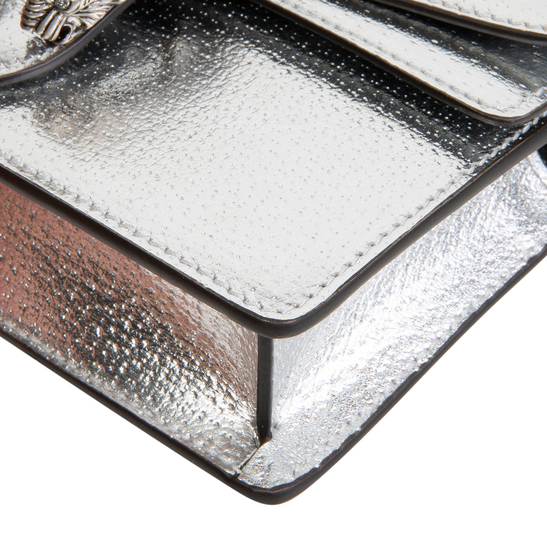 GUCCI Leather Dionysus Super Mini - Silver