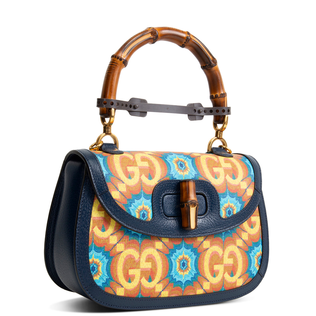 GUCCI Bamboo 1947 Jumbo GG Kaleidoscope Shoulder Bag - Teal