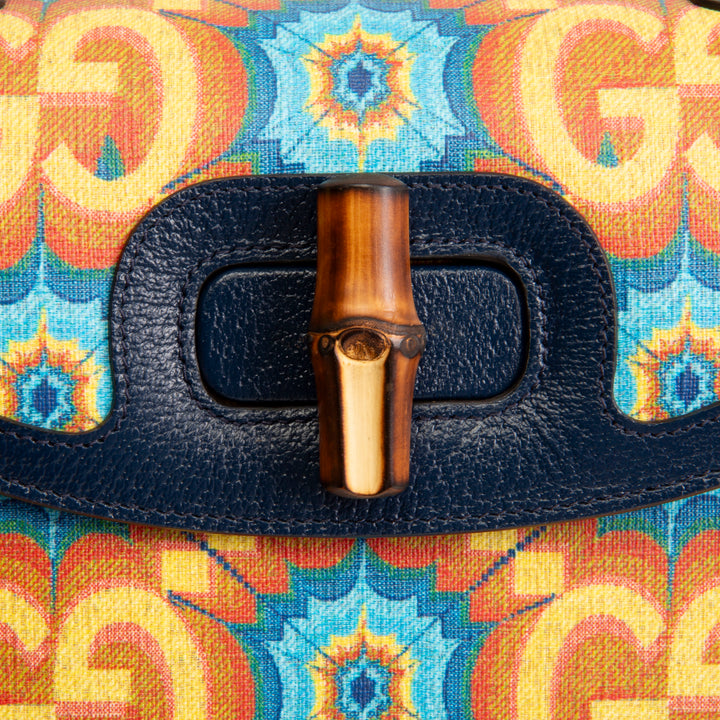 GUCCI Bamboo 1947 Jumbo GG Kaleidoscope Shoulder Bag - Teal