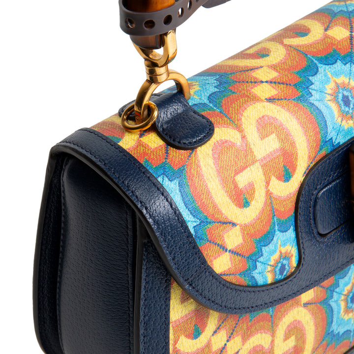GUCCI Bamboo 1947 Jumbo GG Kaleidoscope Shoulder Bag - Teal