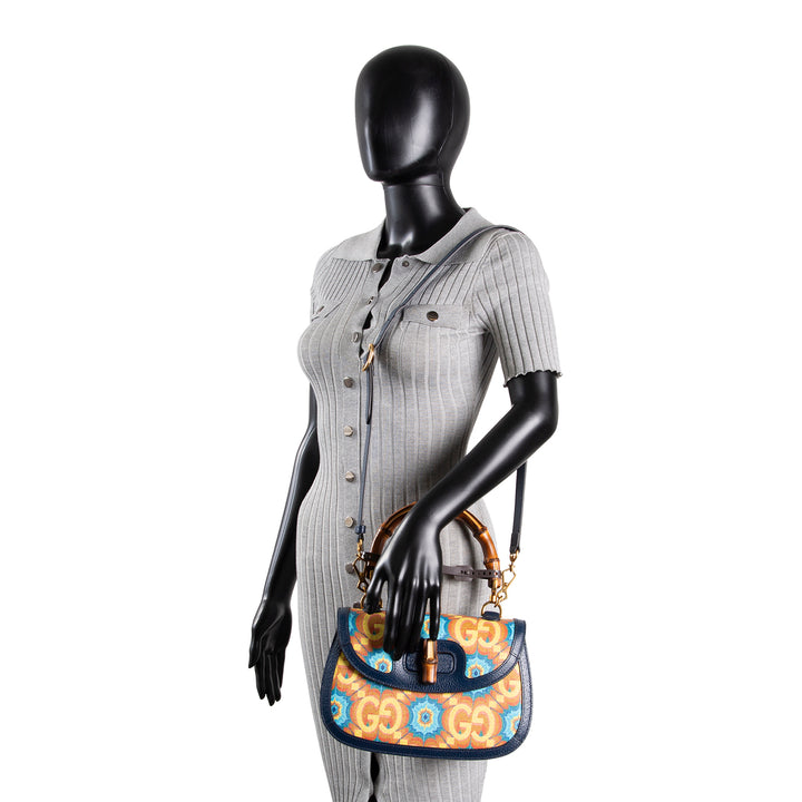 GUCCI Bamboo 1947 Jumbo GG Kaleidoscope Shoulder Bag - Teal
