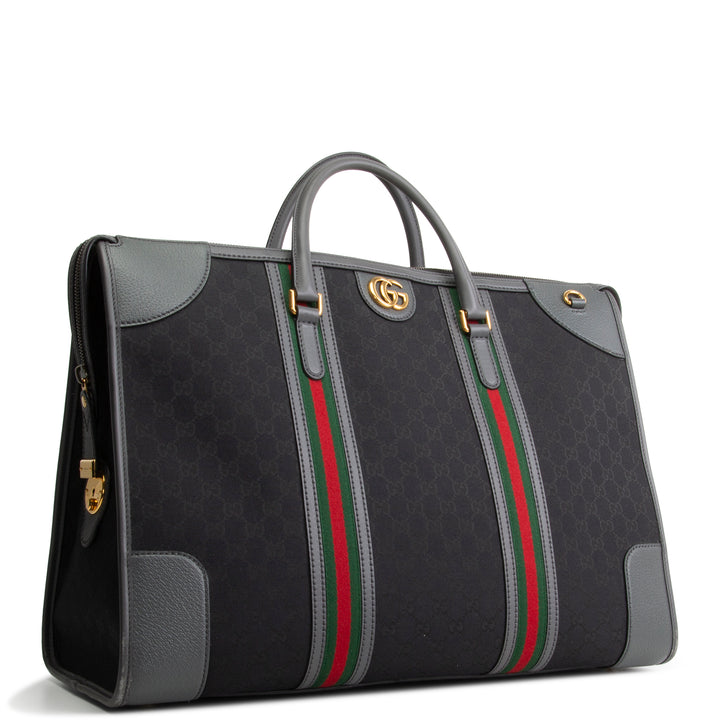 GUCCI GG Canvas XL Bauletto Duffle Bag - Black