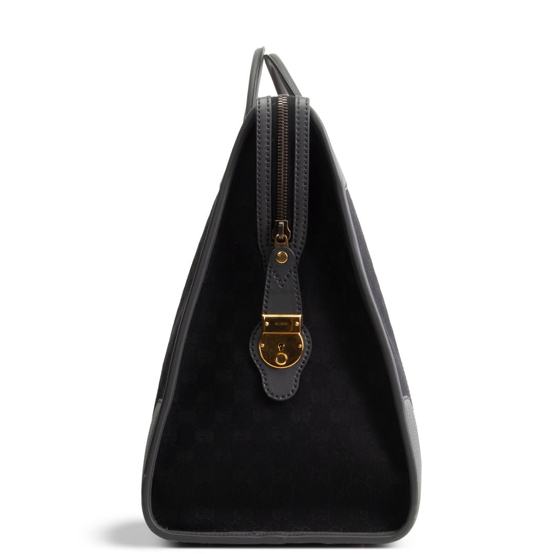 GUCCI GG Canvas XL Bauletto Duffle Bag - Black