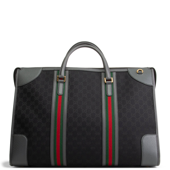GUCCI GG Canvas XL Bauletto Duffle Bag - Black