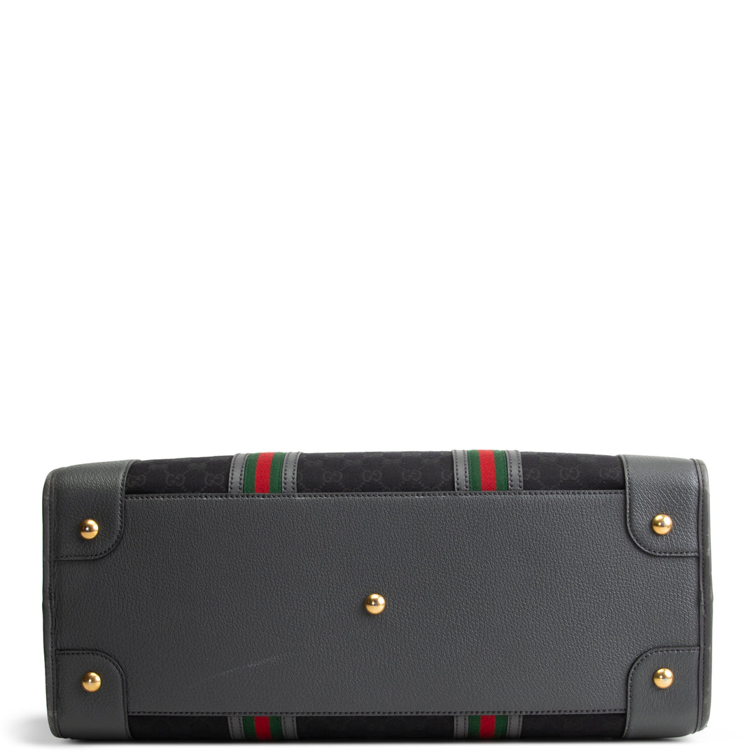 GUCCI GG Canvas XL Bauletto Duffle Bag - Black