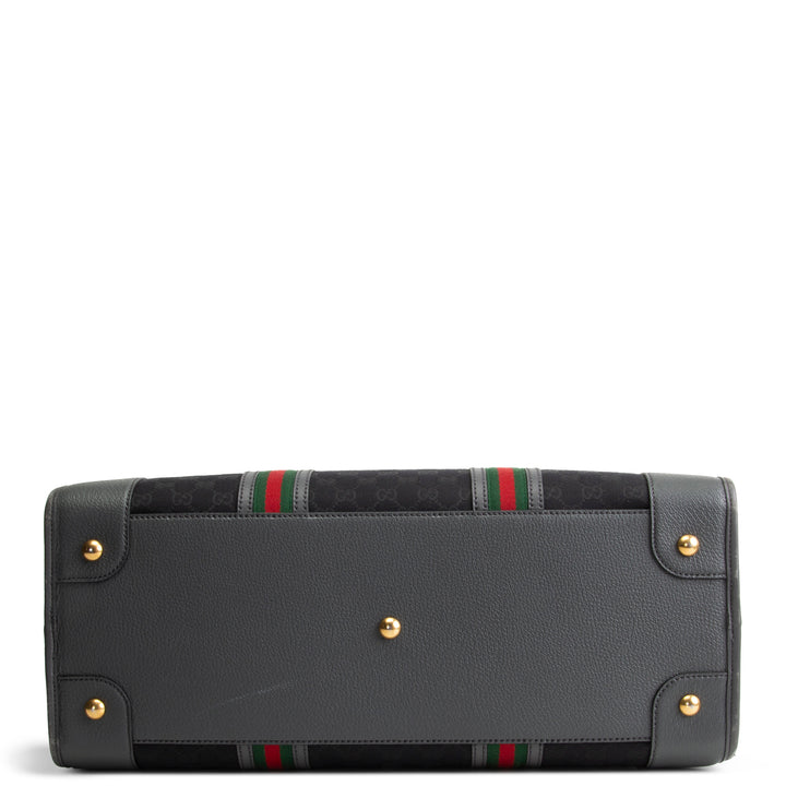 GUCCI GG Canvas XL Bauletto Duffle Bag - Black