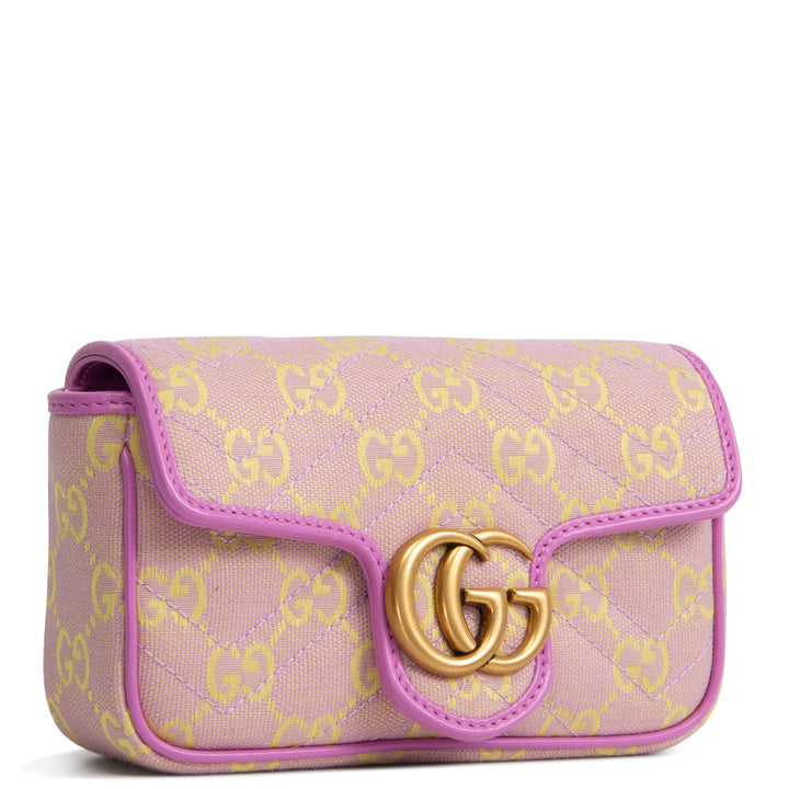 GUCCI GG Canvas Marmont Super Mini - Lilac Yellow