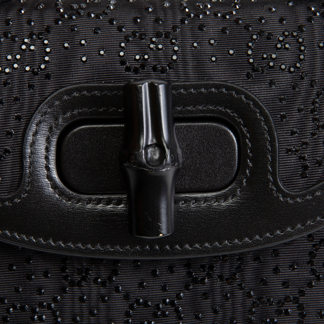 GUCCI Mini 1947 Bamboo Crystal Shoulder Bag - Black
