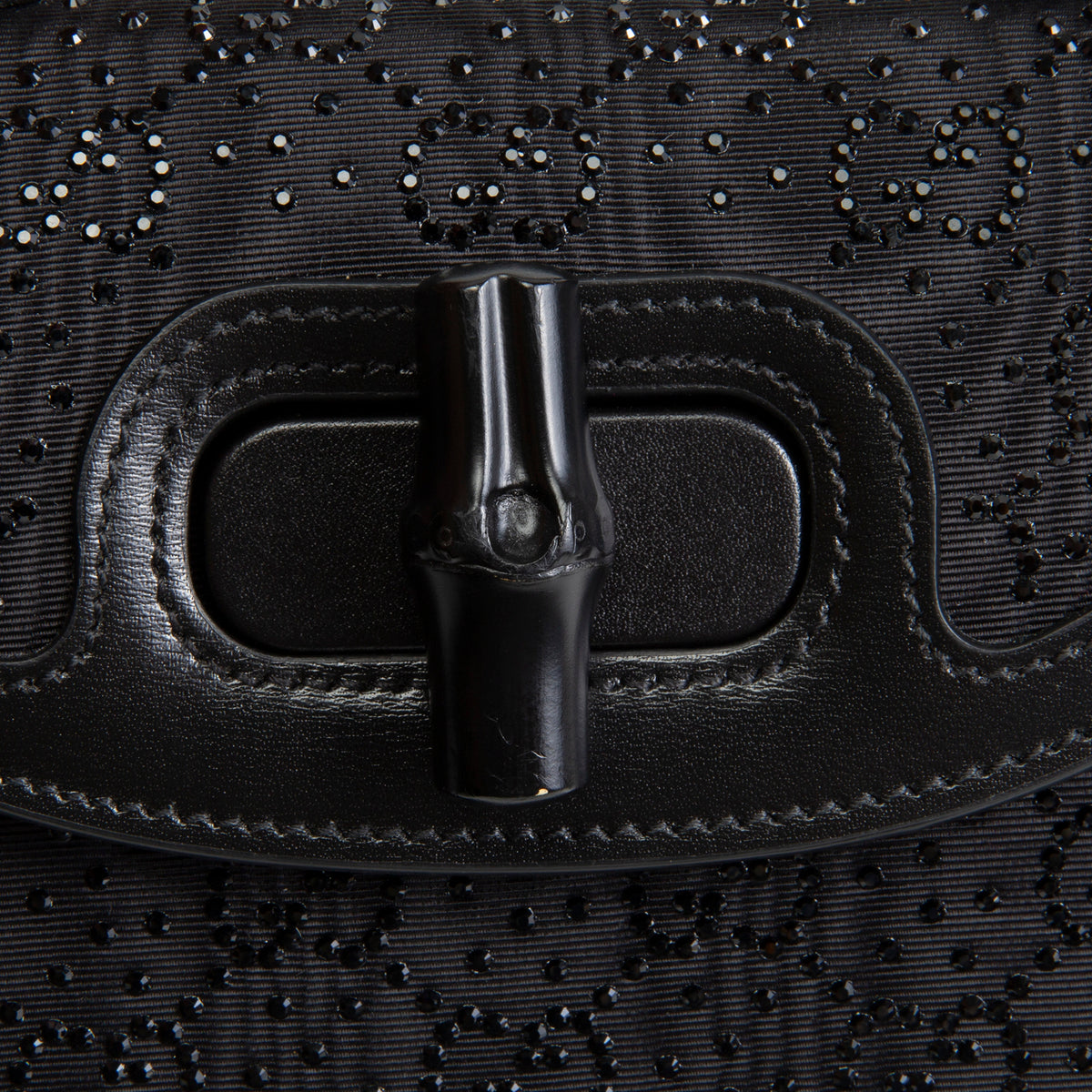 GUCCI Mini 1947 Bamboo Crystal Shoulder Bag - Black