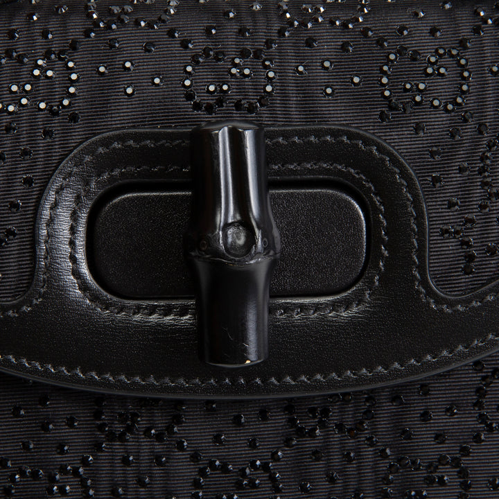 GUCCI Mini 1947 Bamboo Crystal Shoulder Bag - Black
