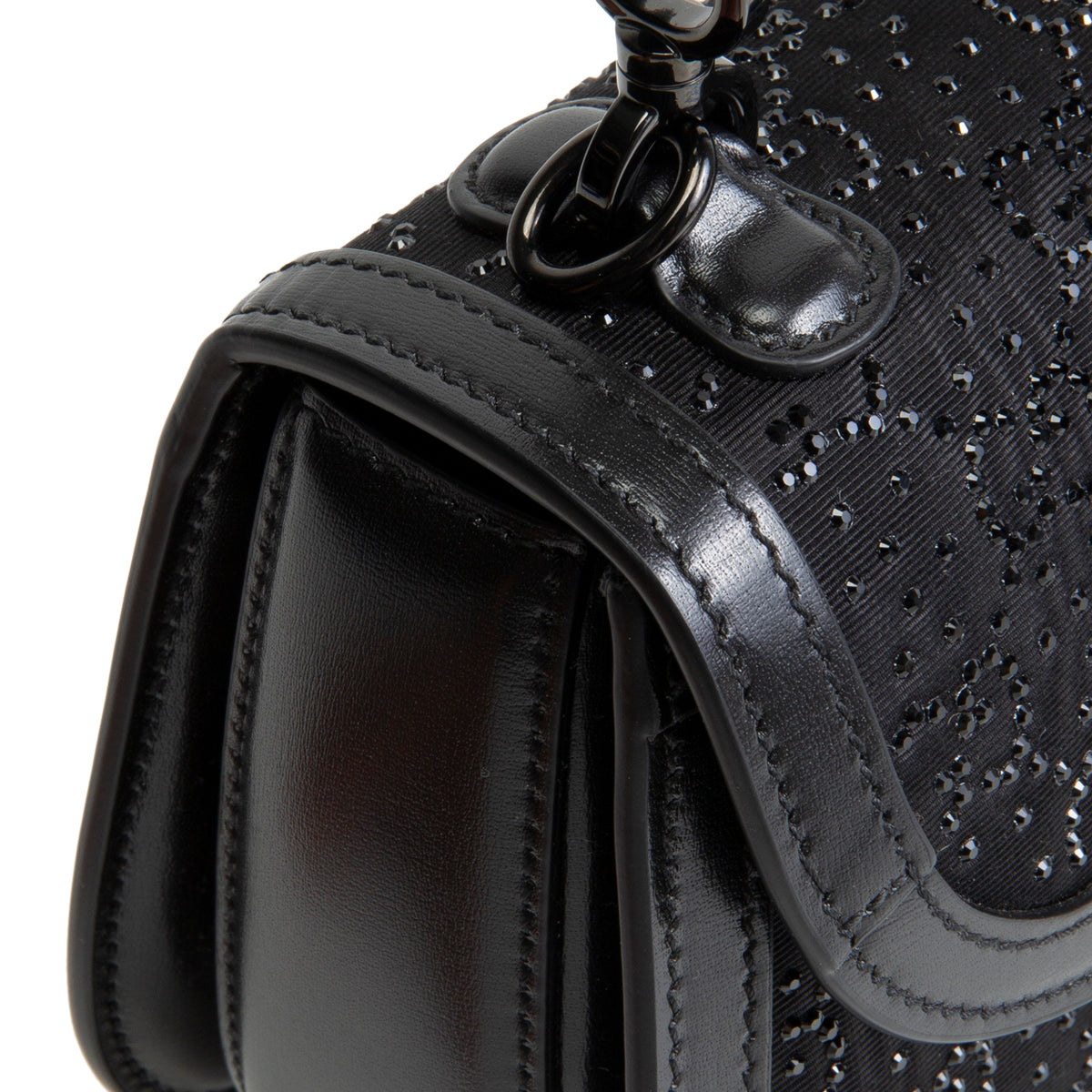 GUCCI Mini 1947 Bamboo Crystal Shoulder Bag - Black
