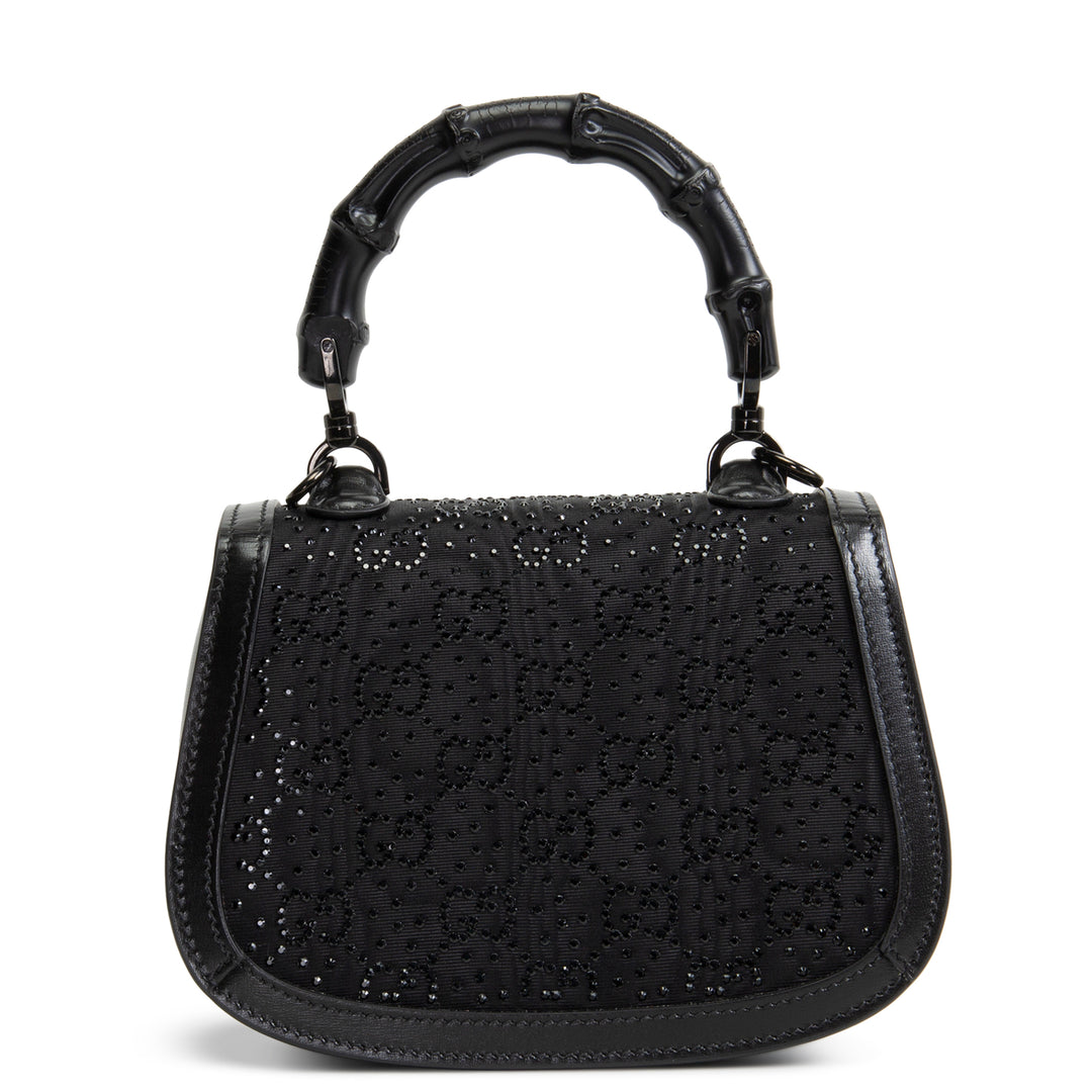 GUCCI Mini 1947 Bamboo Crystal Shoulder Bag - Black