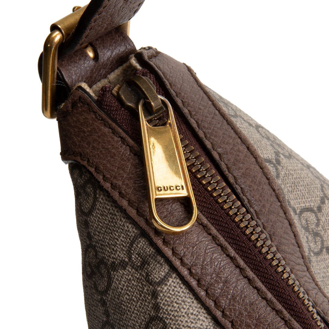 GUCCI GG Supreme Ophidia Half Moon Hobo - Beige & Ebony