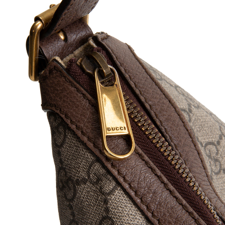 GUCCI GG Supreme Ophidia Half Moon Hobo - Beige & Ebony