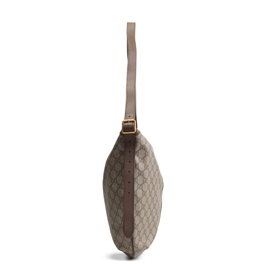 GUCCI GG Supreme Ophidia Half Moon Hobo - Beige & Ebony