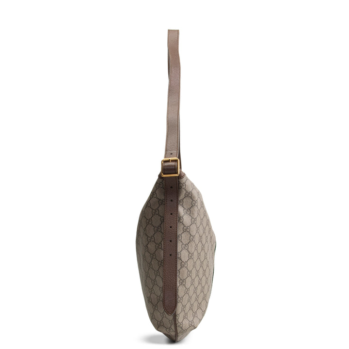 GUCCI GG Supreme Ophidia Half Moon Hobo - Beige & Ebony