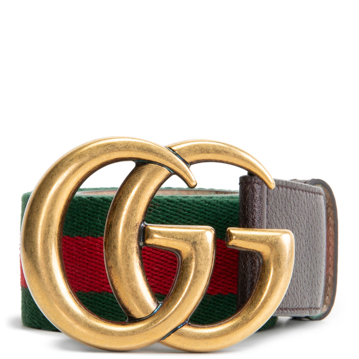 GUCCI GG Marmont Web Belt - Red & Green