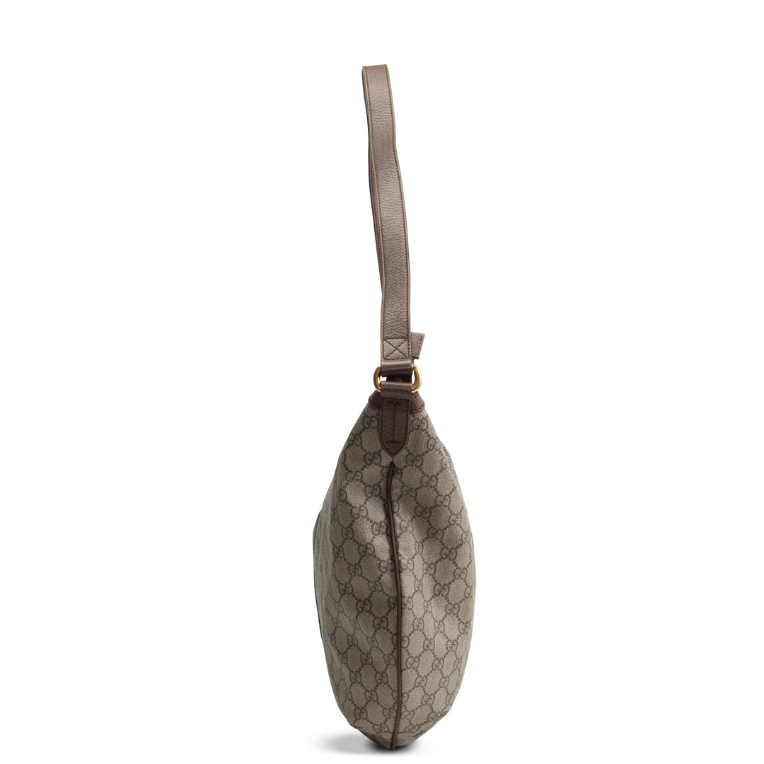 GUCCI GG Supreme Ophidia Half Moon Hobo - Beige & Ebony