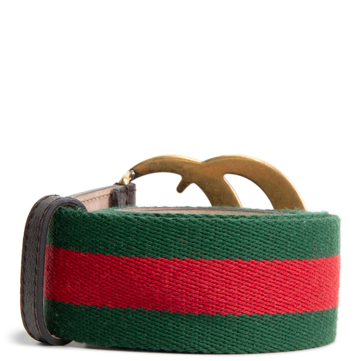 GUCCI GG Marmont Web Belt - Red & Green