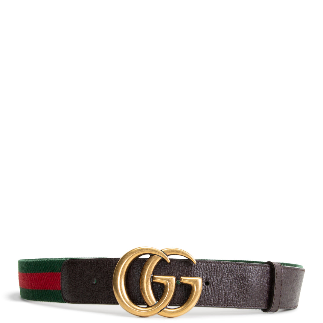 GUCCI GG Marmont Web Belt - Red & Green