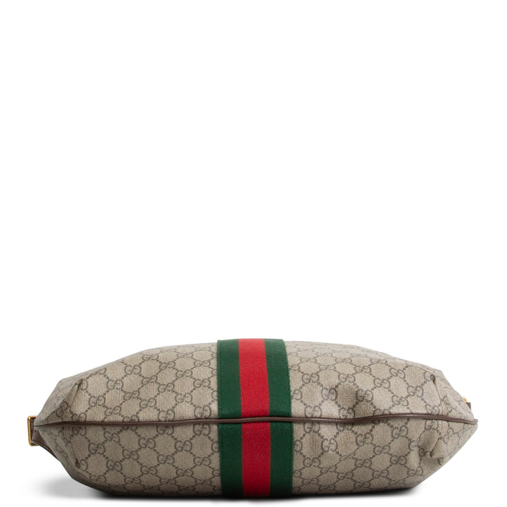 GUCCI GG Supreme Ophidia Half Moon Hobo - Beige & Ebony