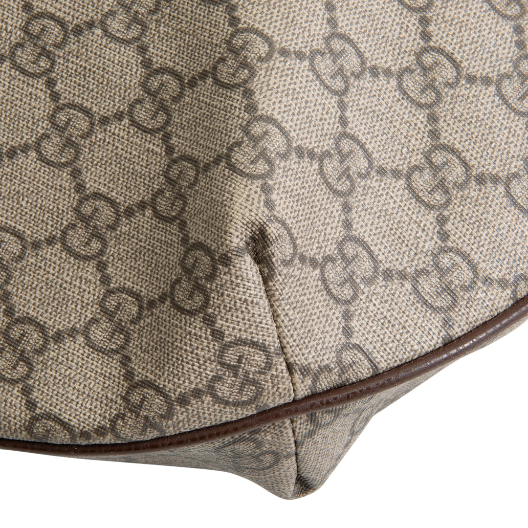 GUCCI GG Supreme Ophidia Half Moon Hobo - Beige & Ebony
