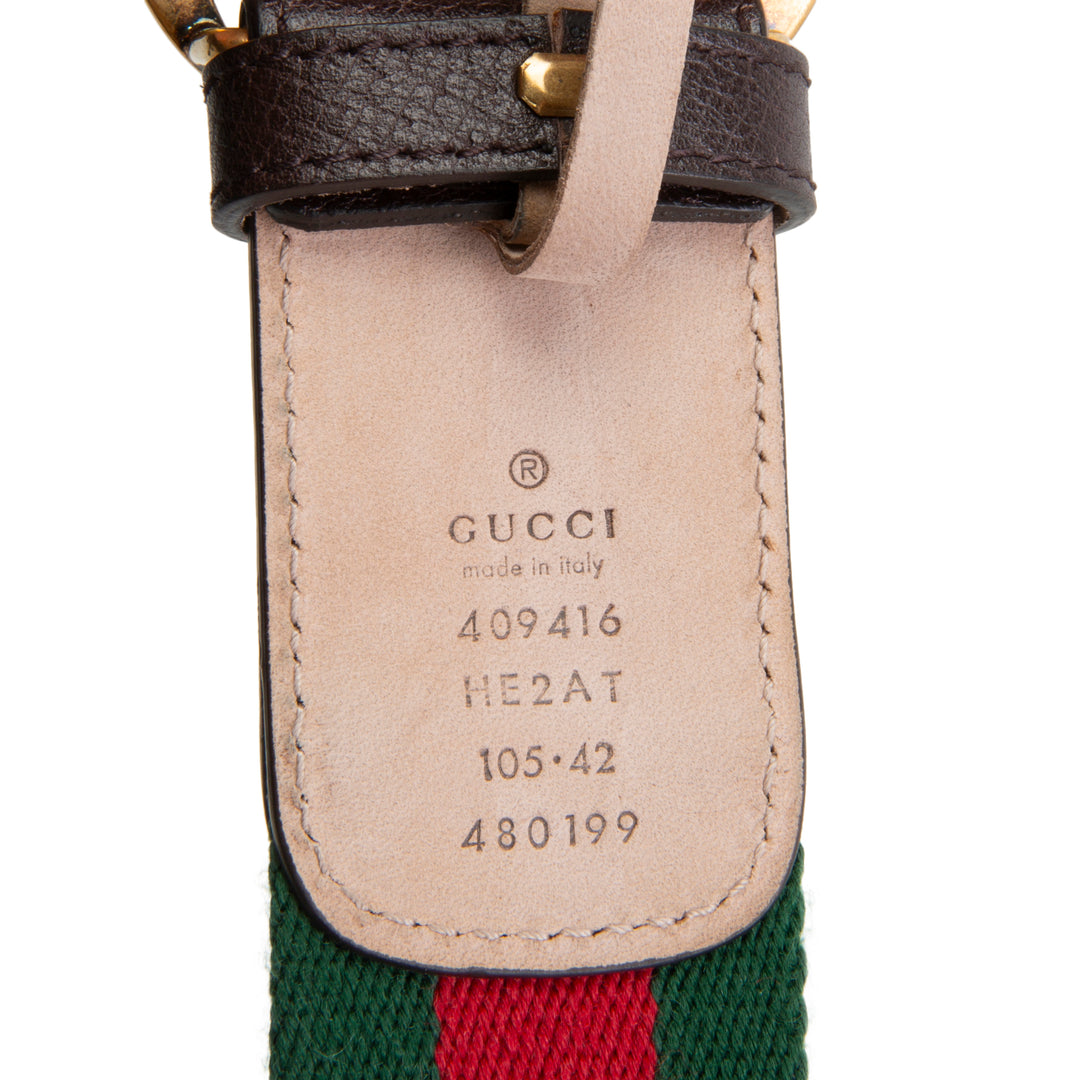 GUCCI GG Marmont Web Belt - Red & Green