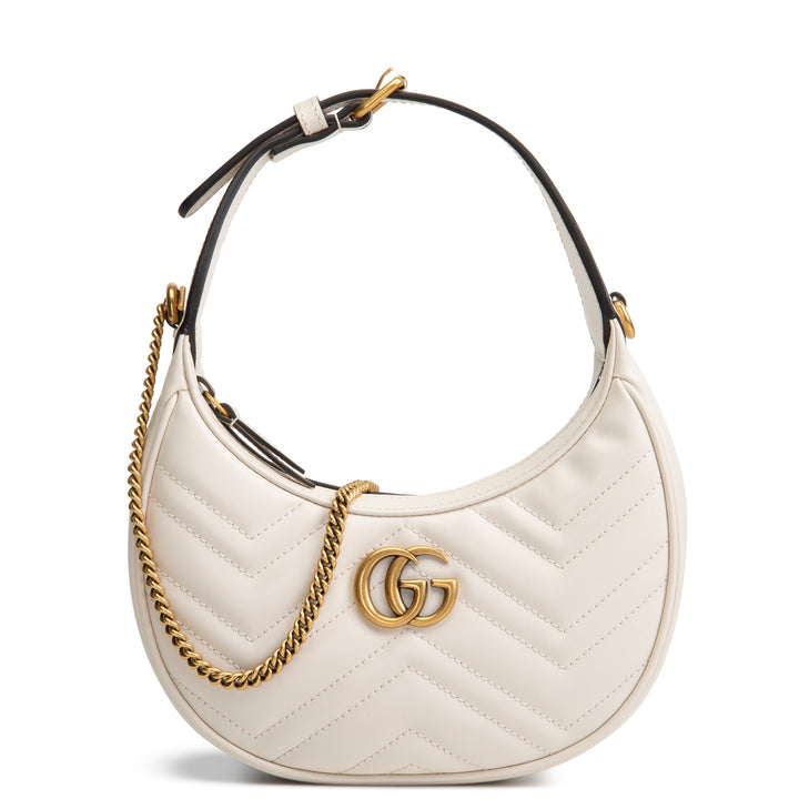 GUCCI GG Marmont Half Moon Hobo - White