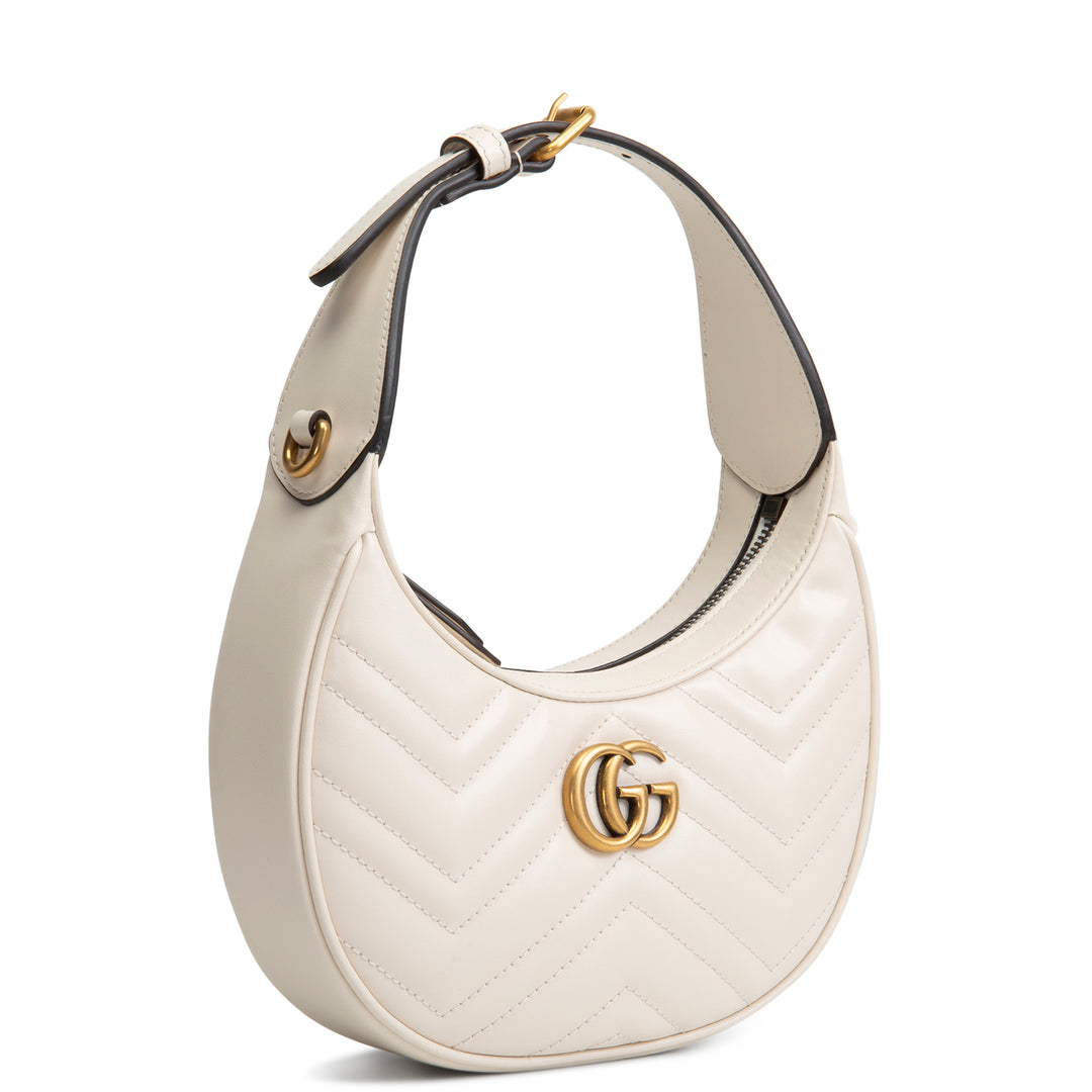 GUCCI GG Marmont Half Moon Hobo - White