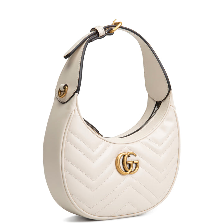 GUCCI GG Marmont Half Moon Hobo - White