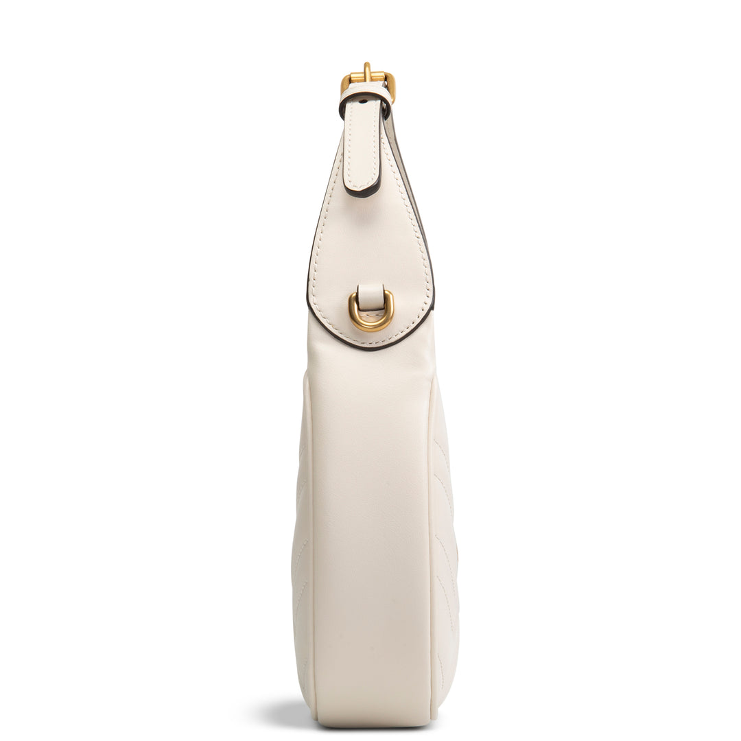 GUCCI GG Marmont Half Moon Hobo - White