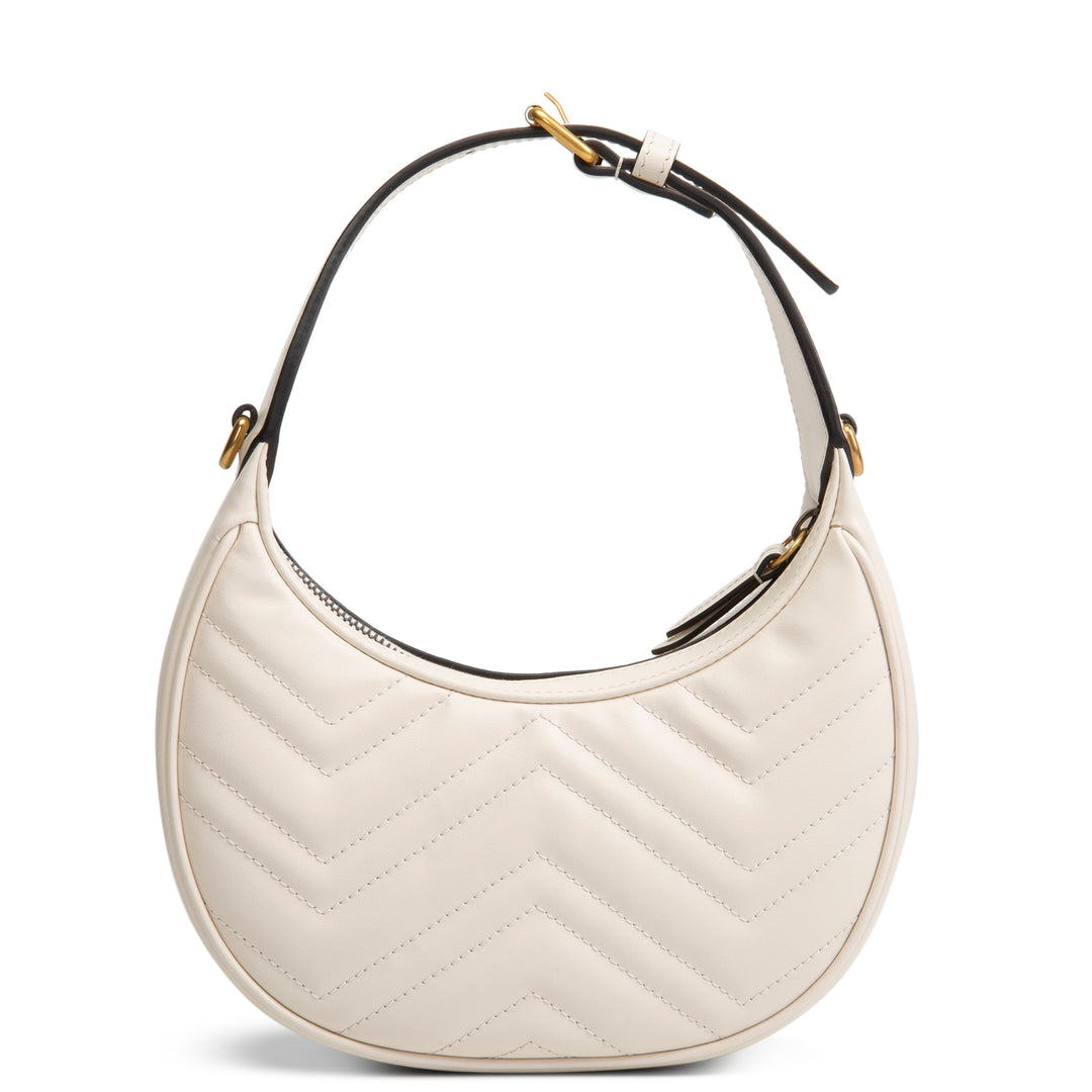 GUCCI GG Marmont Half Moon Hobo - White